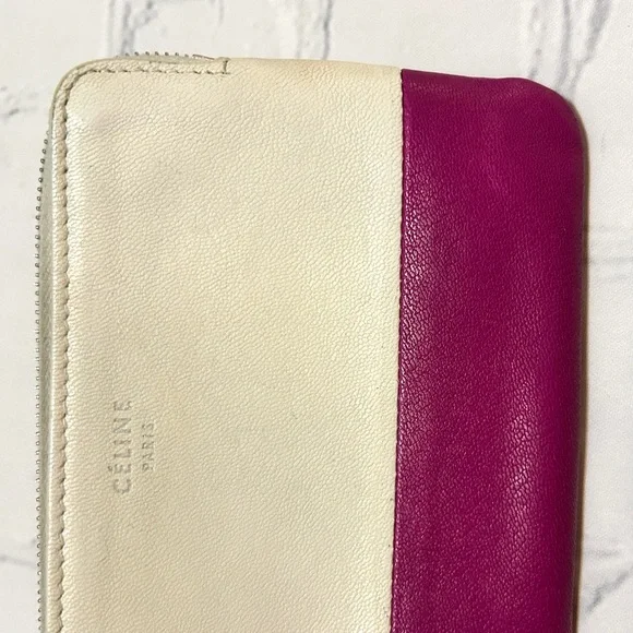 Celine Ivory & Purple Leather Keychain Wristlet - Picture 10 of 14